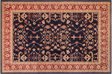 handmade Traditional Kafkaz Chobi Ziegler Blue Red Hand Knotted RECTANGLE 100% WOOL area rug 12 x 16